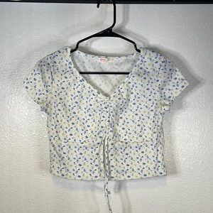 Romwe blue floral shirt.